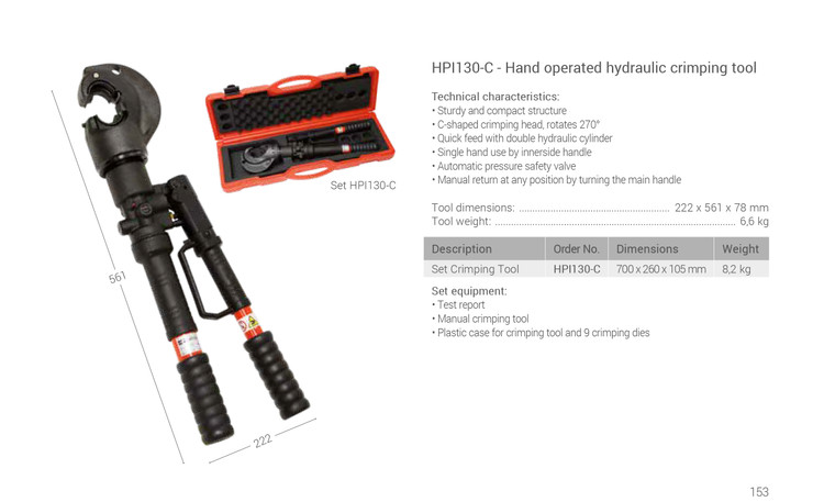 پرس کابلشو هیدرولیک دستی مدل HPI130-C مارک Intercable